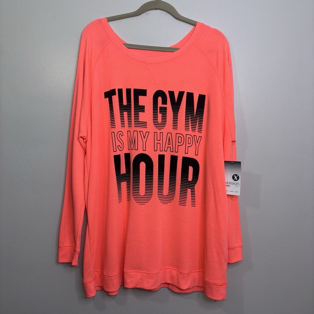 Xersion The Gym Is My Happy Hour Size 2X Shirt‎ Polyester Rayon Lightweight NWT